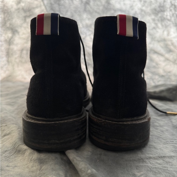 Thom Browne Other - Thom Browne Black Suede Chukka Boots with Red-White-Blue Heel Loop